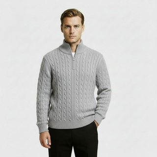 Men's Cable Knit Quarter Zip Sweater