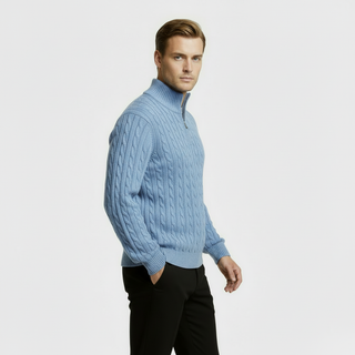 Men's Cable Knit Quarter Zip Sweater