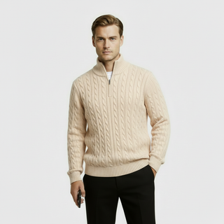 Men's Cable Knit Quarter Zip Sweater