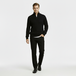 Men's Cable Knit Quarter Zip Sweater