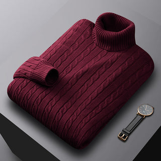 Men's Cable Knit Turtleneck Sweater