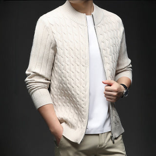 Men's Full Zip Cable Knit Sweater