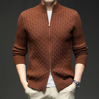 Men's Full Zip Cable Knit Sweater
