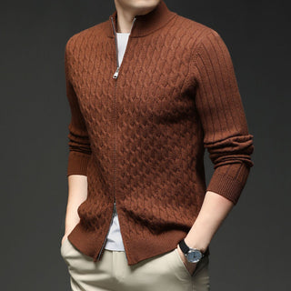 Men's Full Zip Cable Knit Sweater