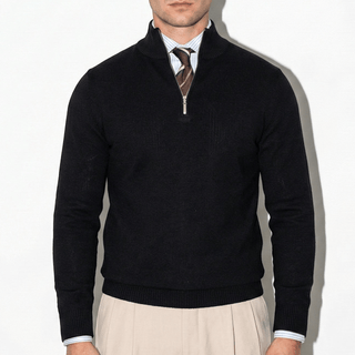 Men's Half-Zip Ribbed Knit Sweater