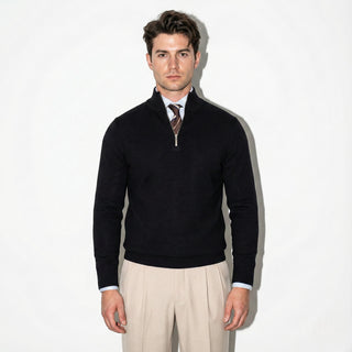 Men's Half-Zip Ribbed Knit Sweater