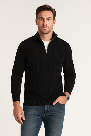 Men's Quarter-Zip Cable Knit Sweater