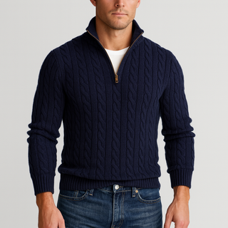 Men's Quarter-Zip Cable Knit Sweater