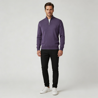 Men's Quarter-Zip Ribbed Knit Sweater