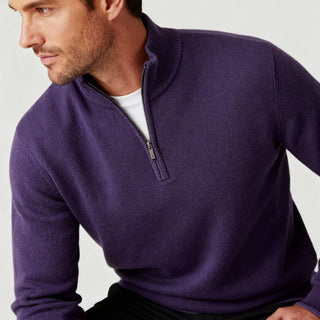 Men's Quarter-Zip Ribbed Knit Sweater