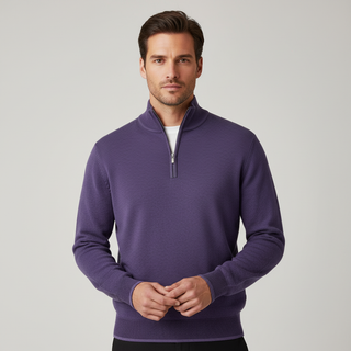 Men's Quarter-Zip Ribbed Knit Sweater