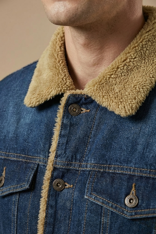 Men's Sherpa Collar Denim Jacket