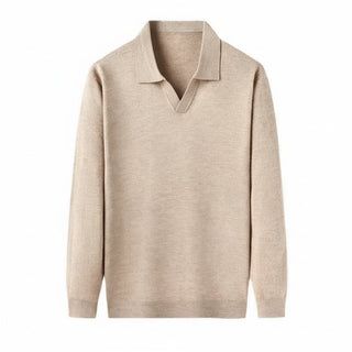 Men's Long-Sleeve Knit Polo Sweater