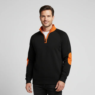 Men's Quarter Zip Elbow Patch Sweater