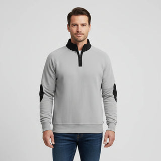Men's Quarter Zip Elbow Patch Sweater
