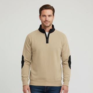 Men's Quarter Zip Elbow Patch Sweater