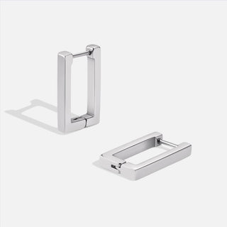 Silver Rectangle Hoop Earrings
