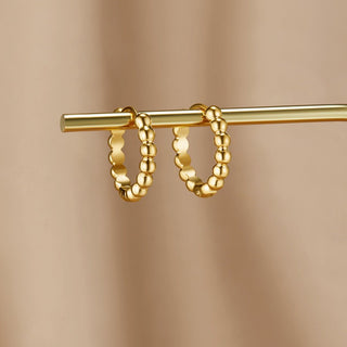 Soraya Gold Bead Hoop Earrings