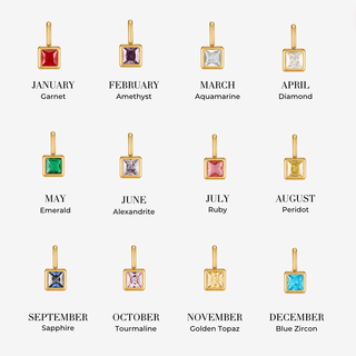 Square Pendant Birthstone Necklace