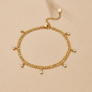 Vera Gold & Crystal Layered Anklet