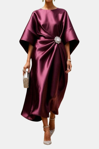 Women's Batwing Sleeve Wrap Midi Dress