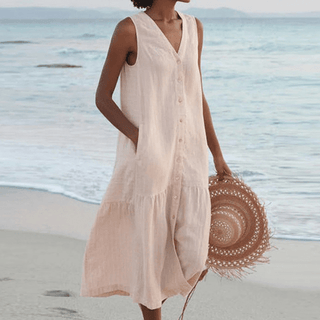 Women's Button-Down A-Line Midi Dress