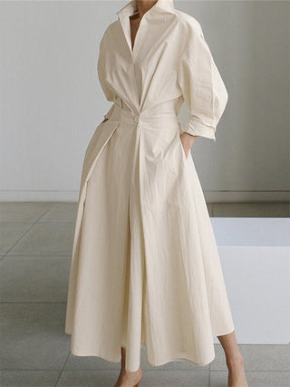 Women's Button-Down A-Line Midi Dress