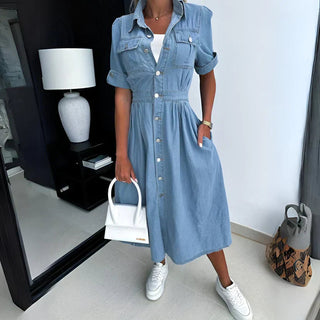 Women's Button-Down Denim Midi Dress