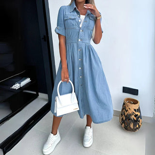 Women's Button-Down Denim Midi Dress