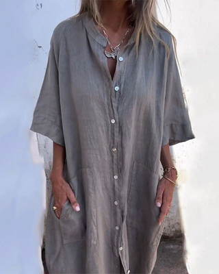 Women's Button-Down Midi Shirt Dress