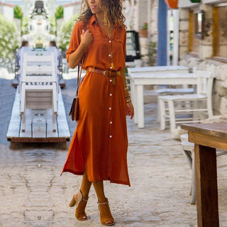 Women's Button-Down Shirt Midi Dress