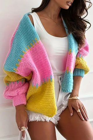 Women's Color Block Open Front Sweater