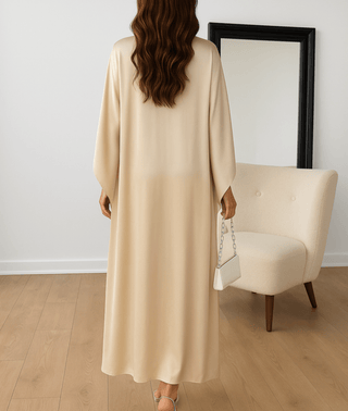 Women's Draped Sleeve Satin Dress
