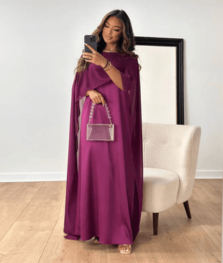 Women's Draped Sleeve Satin Dress