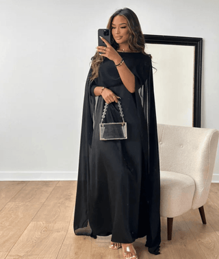 Women's Draped Sleeve Satin Dress