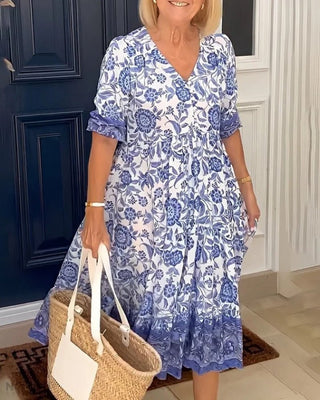 Women's Floral A-Line Midi Dress
