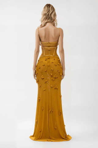 Women's Floral Applique Evening Maxi Dress