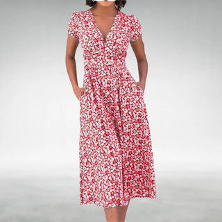 Women's Floral Fit and Flare Midi Dress