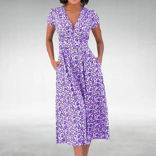 Women's Floral Fit and Flare Midi Dress