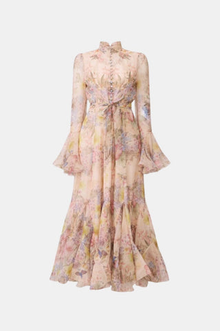 Women's Floral Long Sleeve Maxi Dress