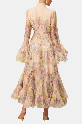 Women's Floral Long Sleeve Maxi Dress