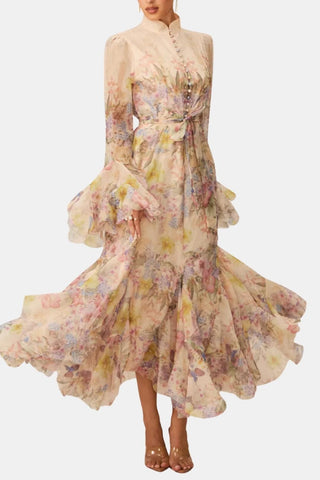 Women's Floral Long Sleeve Maxi Dress
