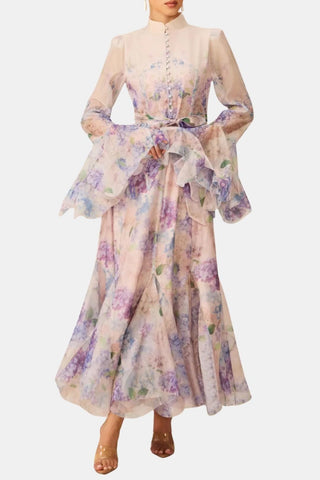Women's Floral Long Sleeve Maxi Dress