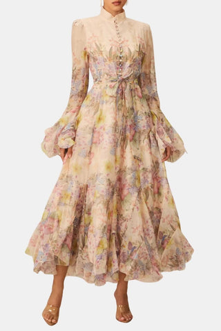 Women's Floral Long Sleeve Maxi Dress