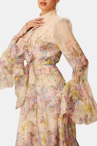 Women's Floral Long Sleeve Maxi Dress