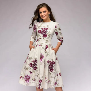 Women's Floral Print A-Line Midi Dress