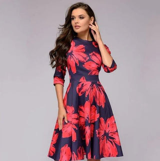 Women's Floral Print A-Line Midi Dress