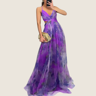 Women's Floral Spaghetti Strap A-Line Maxi Dress