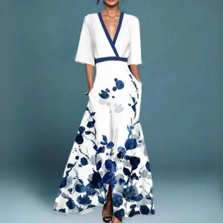 Women's Floral V-Neck Maxi Dress