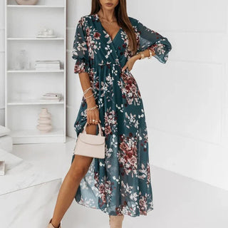 Women's Floral Wrap Midi Dress